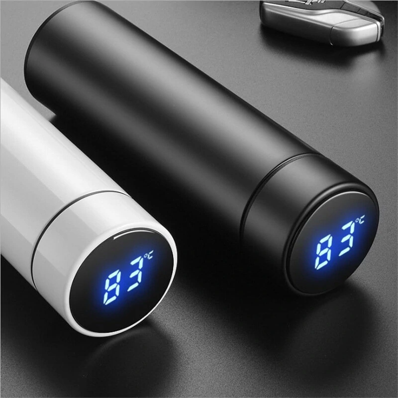 (image for) 480ml Vacuum Thermos Keep Warm Keep Cold Water Bottle LCD Temperature Display Stainless Steel Double Wall Insulated Cup