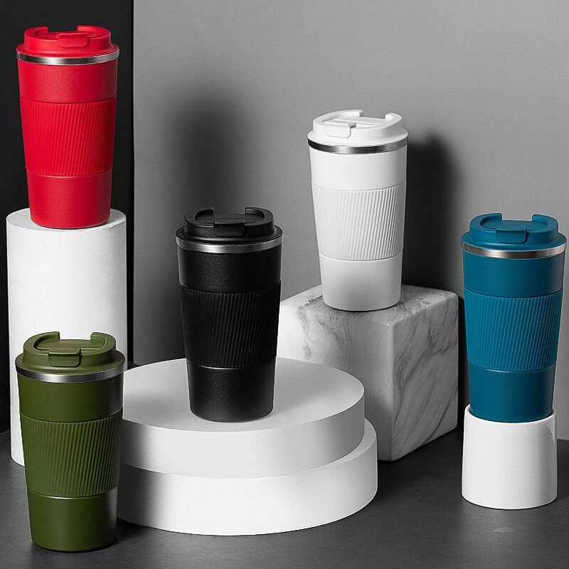 (image for) IPRee 510ml Double Stainless Steel Coffee Thermos Mug with Non-Slip Case Car Vacuum Flask Travel Insulated Bottle Coffee Cup Mug Milk Cup