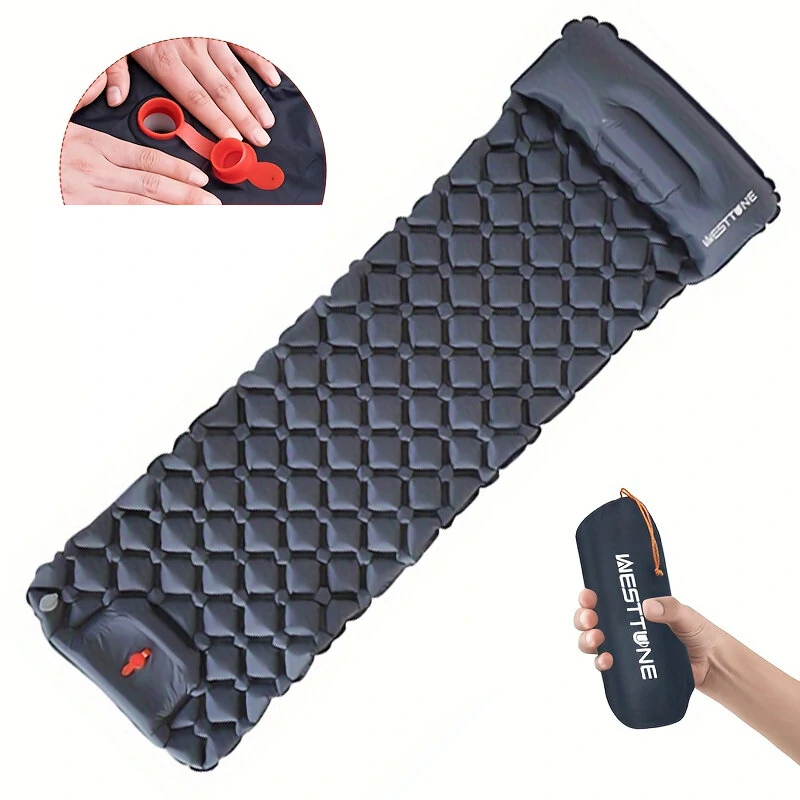 (image for) IPRee® Lightweight Inflatable Sleeping Pad Mattress with Pillow for Comfortable Hiking Camping Compact Sleep Air Mattress