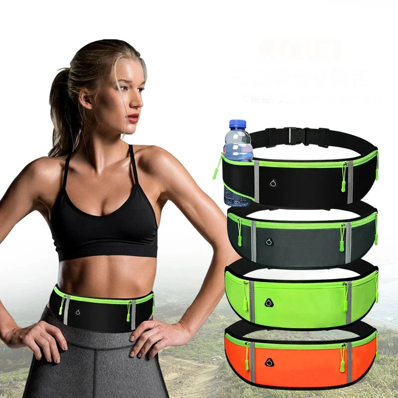 (image for) Running Black Grey Waist Bag Adjustable High Capacity Lightweight Waterproof Sports Fanny Pack for Workout Fitness Cycling